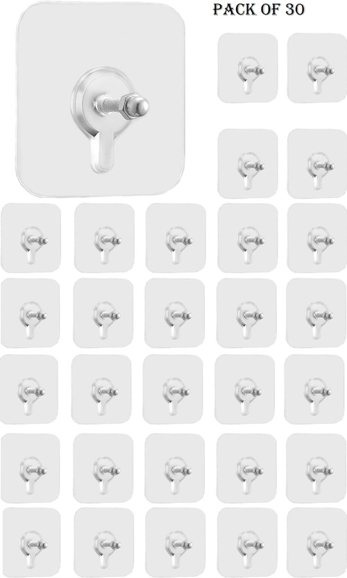 VAVSU Nail Free Wall Screw Adhesive Non-Trace No Drilling Bathroom Installation Hook 30(Pack of 30)