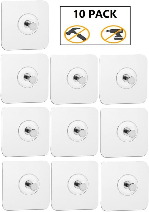 KANTHEE ENTERPRISE Wall Clips for Sticky Photo Frame, Hanging, Bathroom Item, Racks, Kitchen Items Hook 10(Pack of 1)