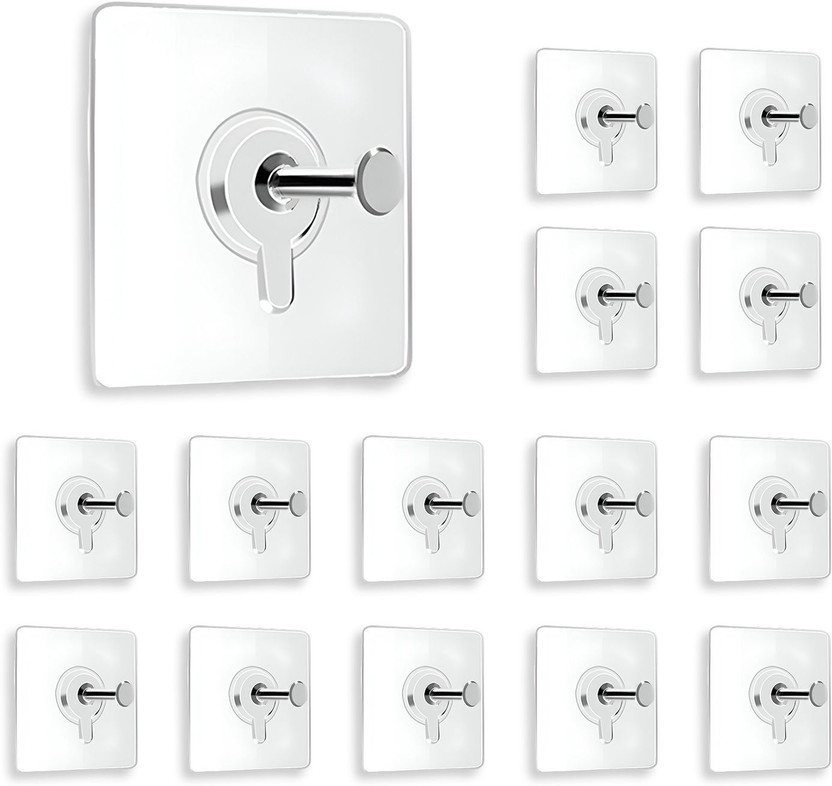 DALUCI Strong Adhesive Photo Frame Wall Hooks Sticky Hanger Holder for Home Hook 15(Pack of 15)