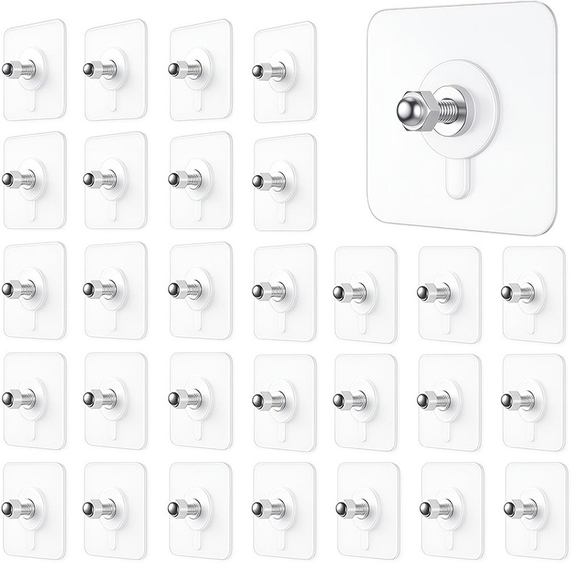 DALUCI Nail Free Wall Screw Adhesive Non-Trace No Drilling Bathroom Installation Hook 30(Pack of 30)