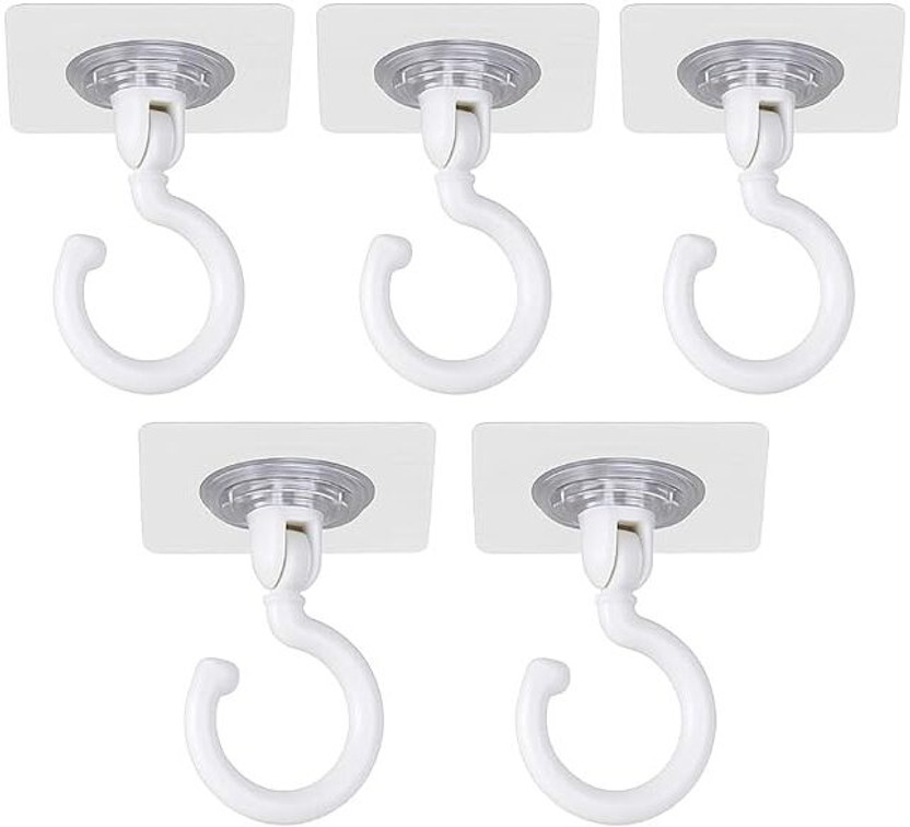 HOMFLEX Heavy Duty 360° Rotating Self Adhesive Ceiling Hooks,No Drill Hook Hanging Plant Hook 5(Pack of 5)