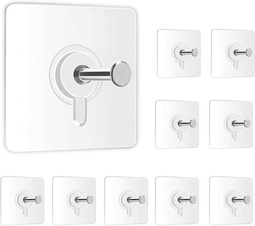 JIALTO Wall Adhesive Hooks For Hanging pack10 Hook 10(Pack of 10)