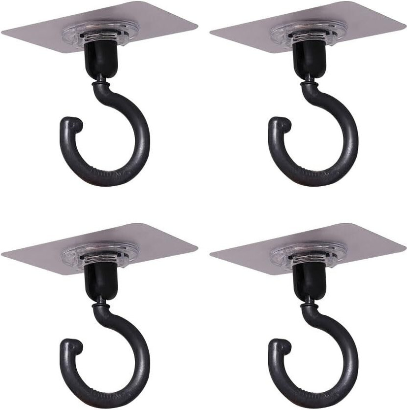 XBEY 4 Pack 360°Rotating Ceiling Adhesive Hook Hook 4(Pack of 4)