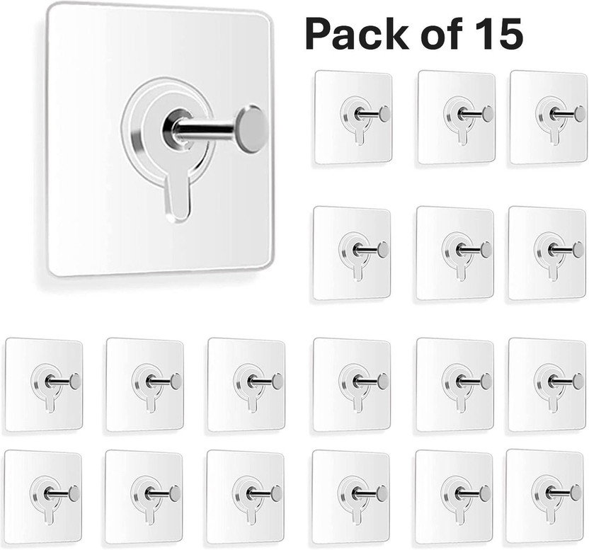 KHODALEWAY Strong Adhesive Photo Frame Wall Hooks Sticky Hanger Holder for Home Hook Rail 10(Pack of 10)