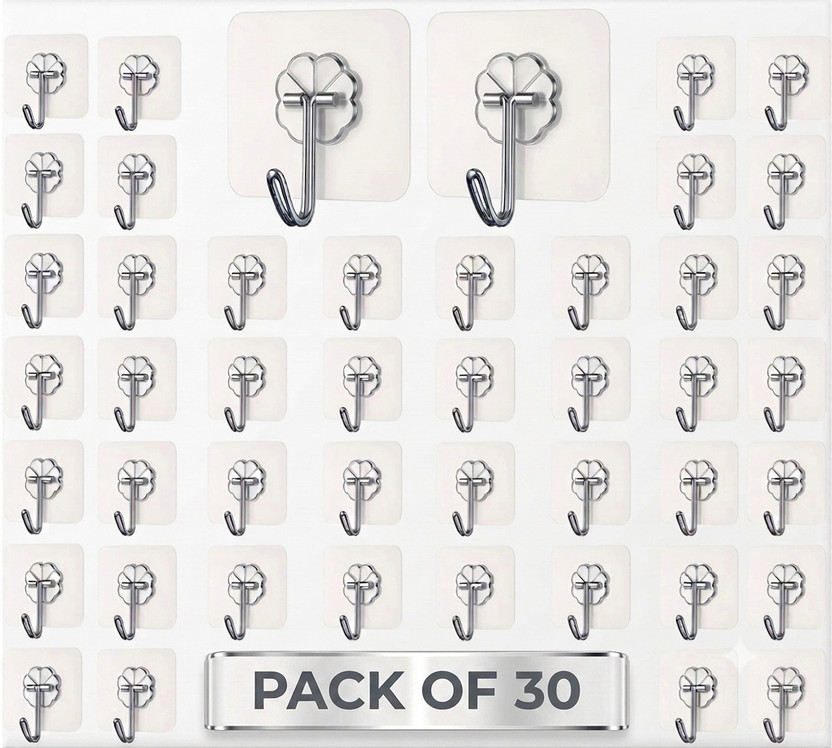 DEAGAN DEAGAN Strong Adhesive Wall Door Sticky Hanger Holder for Kitchen And Bathroom Hook 30(Pack of 30) - Flipkart Deal