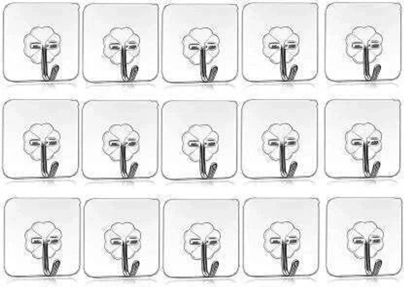 XBEY Durable plastic wall hooks—perfect for robes, towels, keys, bags, calendars. Hook 15(Pack of 15)