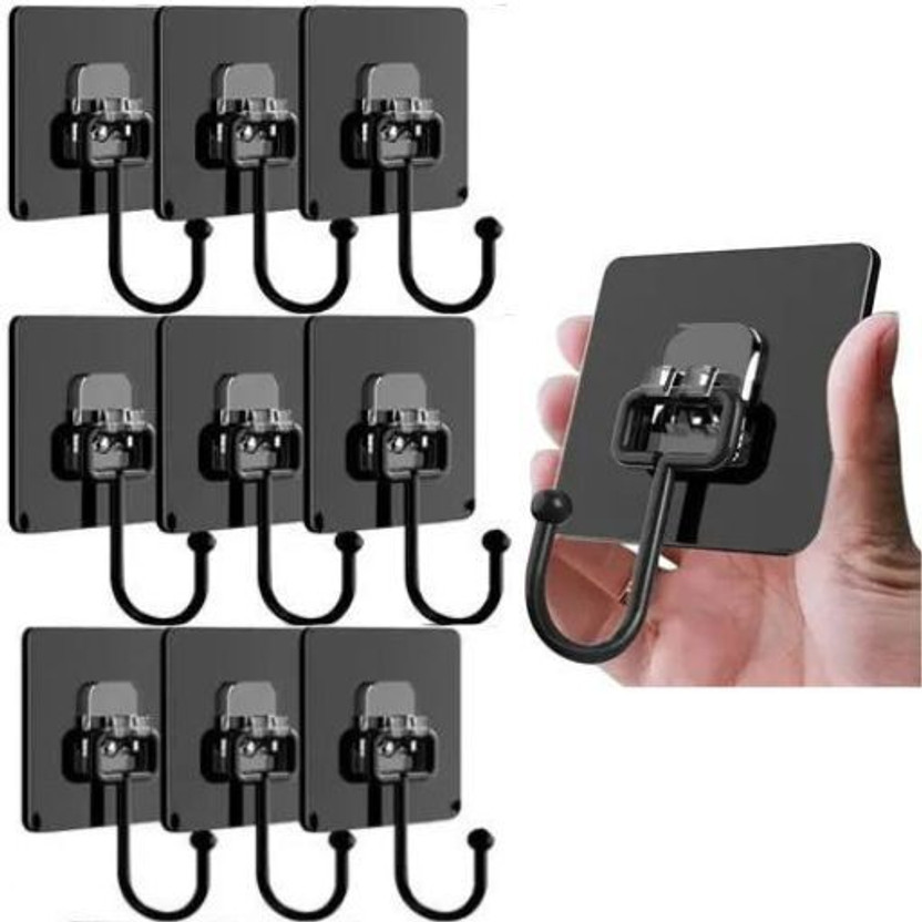 Lufasa Self-Adhesive Wall Hooks, Drill Free/Ceiling/Wall/Kitchen/Bathroom/Keys/Clothe Hook 10(Pack of 1)