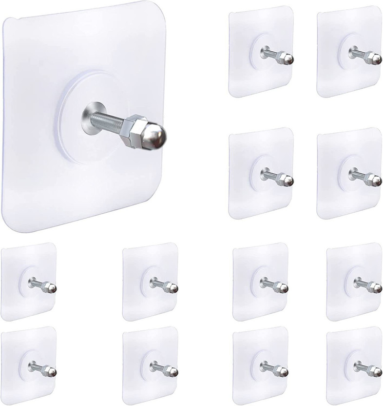 WALLVEAR 6 cm Adhesive Nail Wall Hook for Hanging photoframe,Wall Clock Self Adhesive Sticker(Pack of 10)