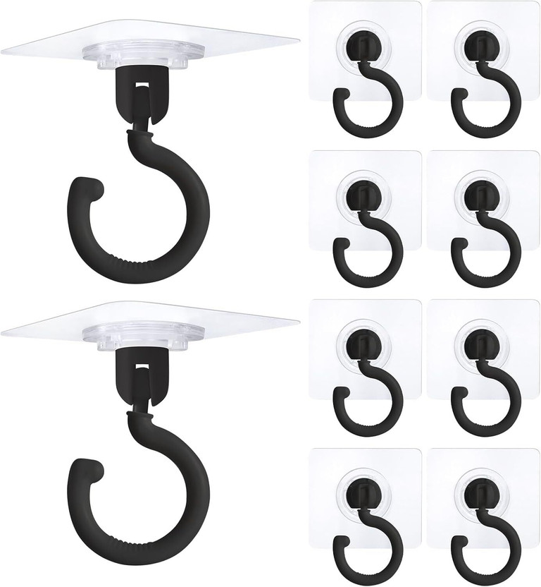 XBEY 10 Pack 360°Rotating Ceiling Adhesive Hook Hook 10(Pack of 10)
