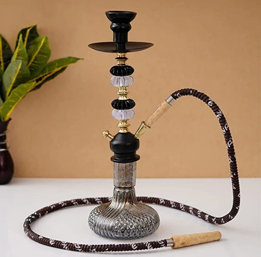 SMOCK STRECH Russian Hookah Pot 19 inch Glass, Stainless Steel, Plastic, Crystal Hookah(Black)