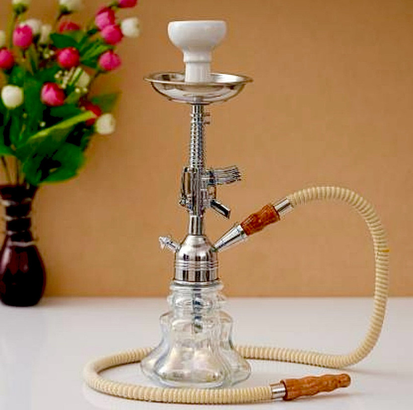 SMOCK STRECH Glass Big Hookah Russian Gun Shaped Glass Hookah 14 inch Glass, Iron Hookah(White, Silver)