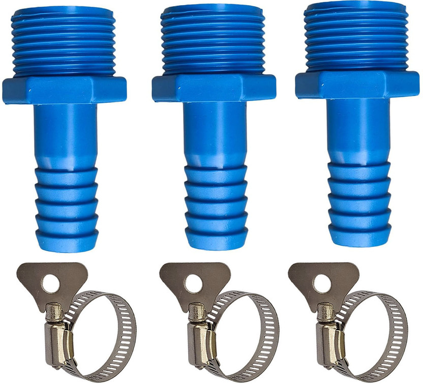 ESEKSAFAR 3pc 1" inch BSP Thread Male PVC Hose Nipple (1X3/4)"pipe fitting & 3pc Clamp Hose Connector