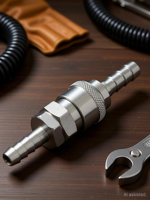 H HADDU Aluminium Pneumatic Air Line Hose Quick Fittings Connector Coupler (One Size, Silver) Hose Connector-01 Hose Connector