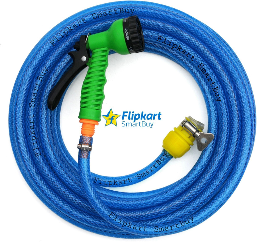 Flipkart SmartBuy 10 Meter (32 feet) Braided Blue (Diameter :½’’,0.5 inch,12 mm) Flexible Pipe : Water Tap Adapter, 7 Pattern Spray Gun and PVC Braided Blue Hose Pipe(1000 cm)