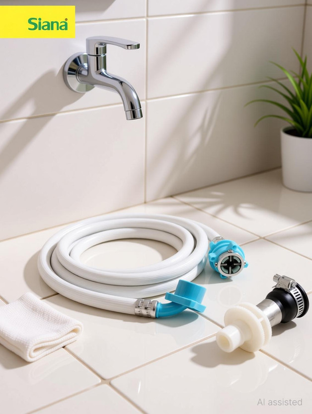 Siana 3 Meter Fully Automatic Inlet Hose With Faucet Water Tap Adaptor for Front & Top Loading Fully Automatic Water Inlet Pipe Washing Machines Hose Pipe(3 m)