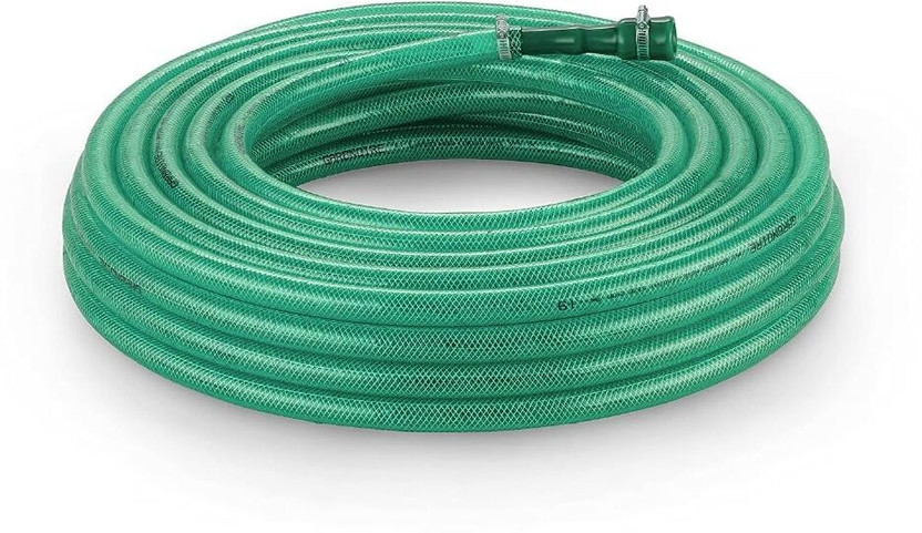 Garbnoire Heavy Duty 3 Layered Braided Water hose pipe with hose connector & Clamps (Length : 50 Meters (164 Foot)) Garden Pipe For Indoor Outdoor Use Hose Pipe(50 m)