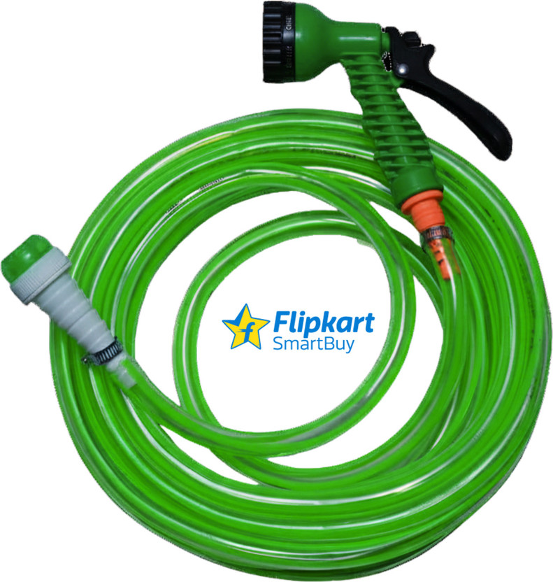 Flipkart SmartBuy 10 Meter (32 Feet) Flexible Water Hose Pipe With 7 Mode Water Sprayer Flexible Water Pipe With 7 Mode Water Gun,Tap Connector & Key Clamps Hose Pipe(10 m)