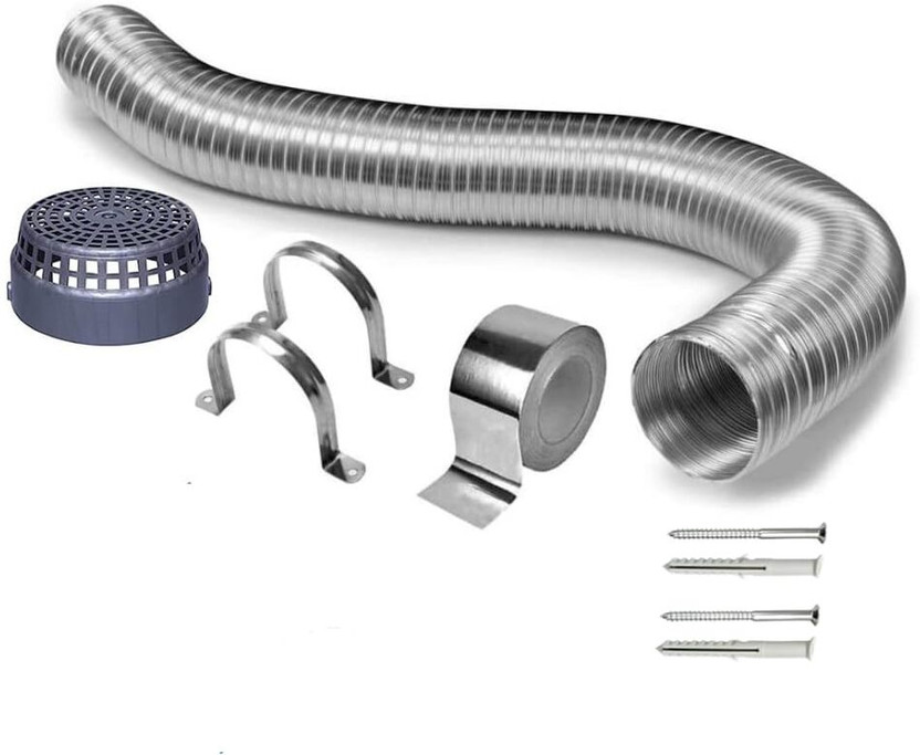 Ardnib 6 inch Chimney Aluminium Duct Pipe with installation Kit /10Ft Flexible pipe/ Hose Pipe(300 cm)
