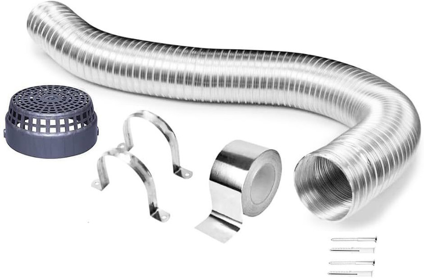 TIZELL 6 inch 6 Feet Chimney Exhaust Pipe with Cowl Cover , Tape, 2Pc Clamp Complete Installation Kit Hose Pipe(338 m)