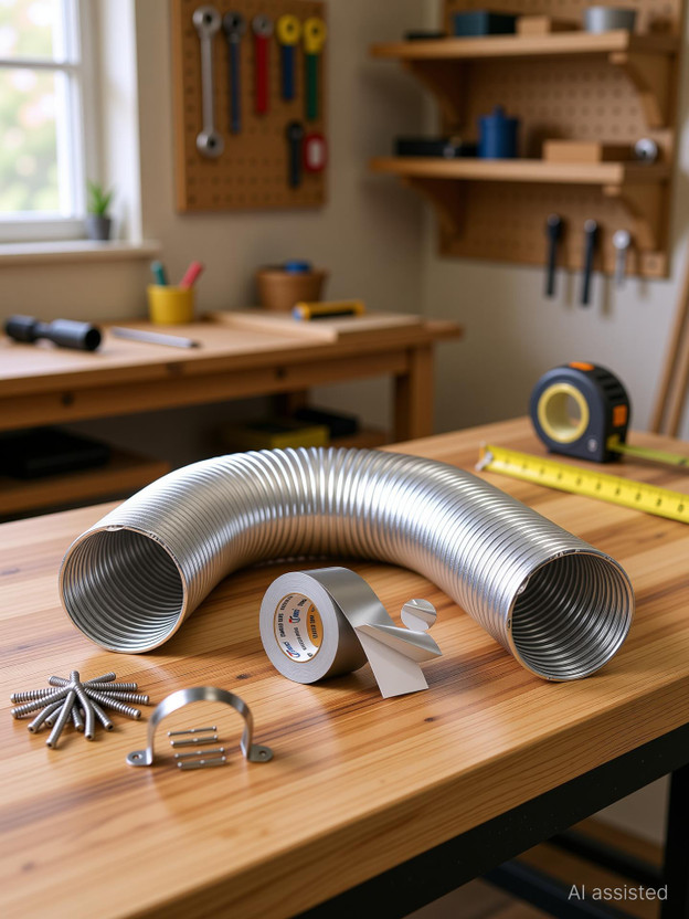 Ardnib 6”Inch Diameter Kitchen Chimney Flexible Aluminium Pipe Kit With Cowl Cap/Tape/ Clamp/6 Feet pipe Length/Suitable For All Brand Of Chimneys Hose Pipe(190 cm)