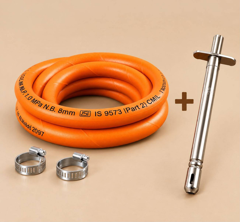 Firop N1 Heavy duty 3 layer gas pipe 1.5 mtr with hose clamp Multilayer gas pipe Hose Pipe(1.5 m)