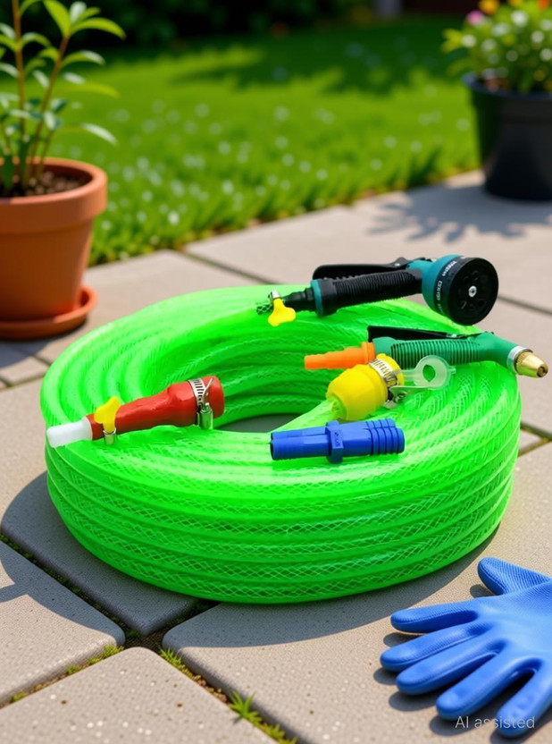 MAK 30 Meters Heavy Duty 3 Layered Braided Water (Size : 1/2 inch-12mm ) with 8 in 1 Mode Sprayer Nozzle, Garden,Floor Clean Hose Pipe Hose Pipe(3000 cm)
