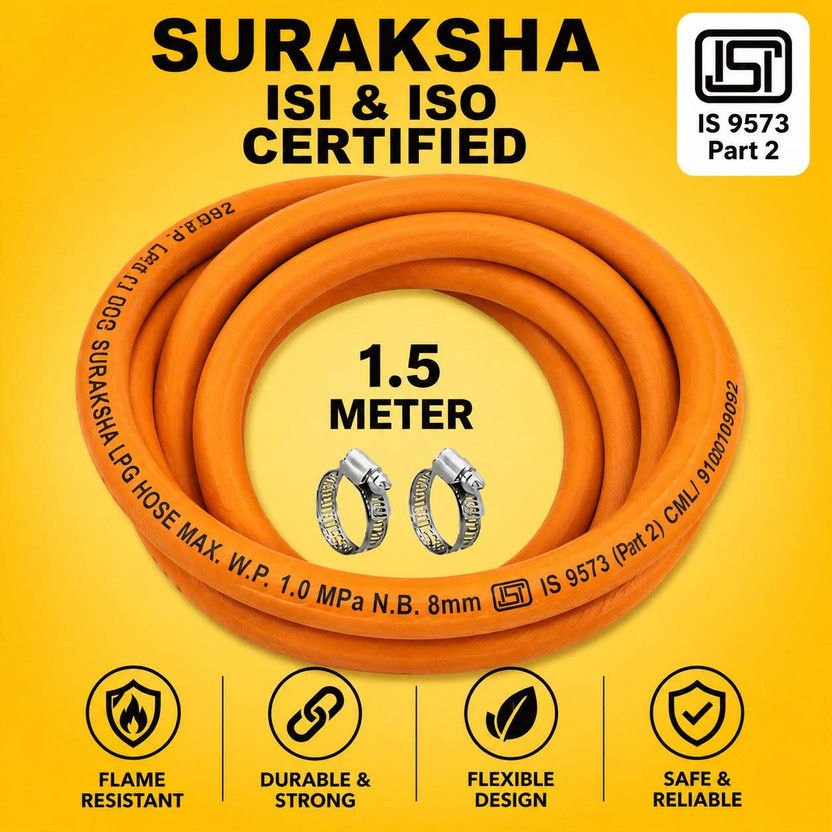 HP Firop Suraksha bharat hp gas with 2 hose clamp Suraksha hose pipe bharat Hose Pipe(1.5 m) - Flipkart Deal