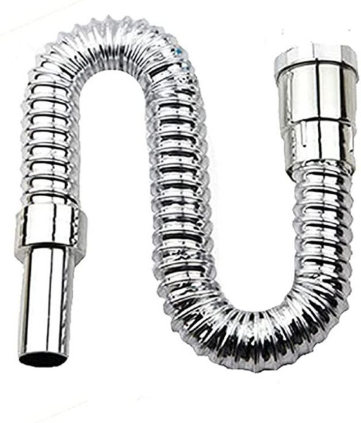 Kyari PVC Chrome Plated Flexible Waste Pipe 1-1/4" for Kitchen Sink Heavy Duty Waste Water Drain Hose Outlet Tube Connector Hose Pipe(0.8 m)