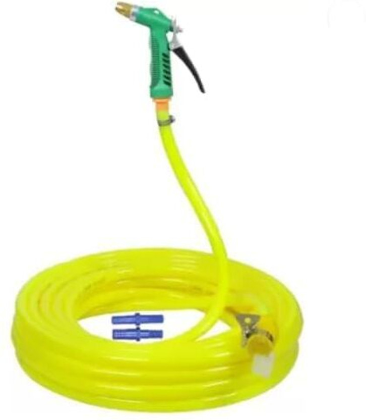 AHYRA AY-15 MTR braided Hose Pipe with spray gun, tap connectors and clamps AH-15MTR-SLIMGUN Hose Pipe(15 m)