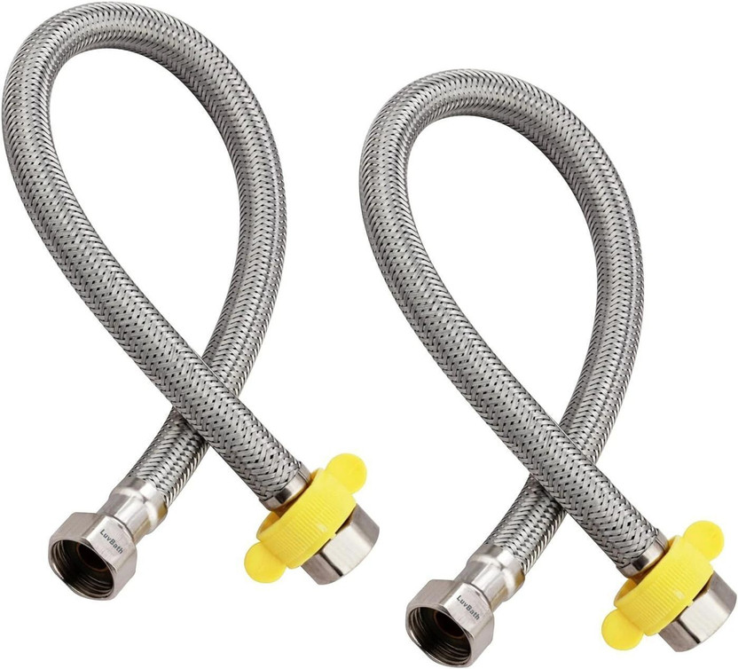 LUVBATH FITTING 48-Inch Heavy Stainless Steel Connection Pipe | Silver | Leakproof Hose Pipe for Hot & Cold Mixer Faucets | Toilet, Basin, Sink, Geyser & Flush Tanks | Pack of 2 Hose Pipe(1.21 m)