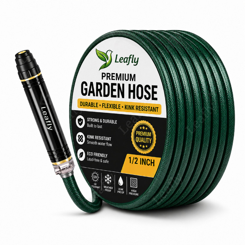 Leafly Flexible & Expandable Waterpipe with Double Latex Core & Braided Outer Layer Hose Clamps- Garden Hose Pipe(30 m)