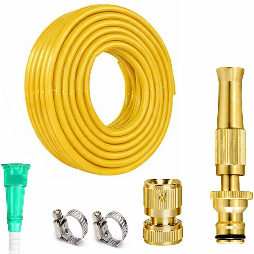 RAMANAR 30 meter (100 feet), 0.5 inch garden pipe light weight durable kink free , with metal spray, connector and clamps water gardening cleaning Hose Pipe(30 m)