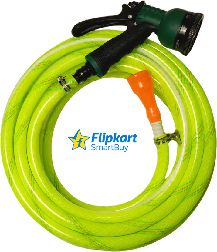 Flipkart SmartBuy 10 Meter (32 Feet) Braided Water Hose Pipe With 8 Mode Water Sprayer Braided Water Pipe With 8 Mode Water Gun,Tap Connector & Key Clamps Hose Pipe(10 m)