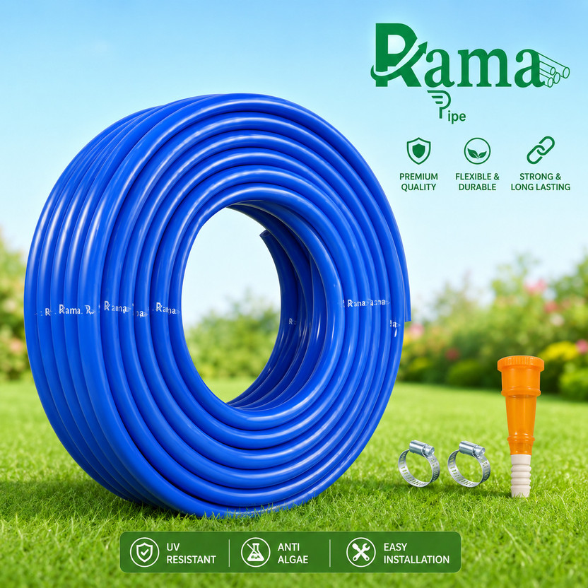 RAMA RAMA PIPE 50 meter(165 feet), 3/4 inch garden pipe with tap connecter and 2 clips heavy duty, durable light weight garden hose for cleaning and washing Hose Pipe(50 m) - Flipkart Deal