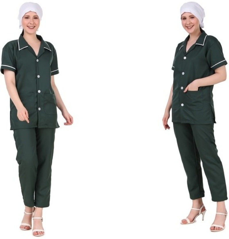 Epicure wears Uniforms Men | Women Unisex Poly Cotton Ideal for Doctor Pack of 2 Shirt, Pant Hospital Scrub(Green S)