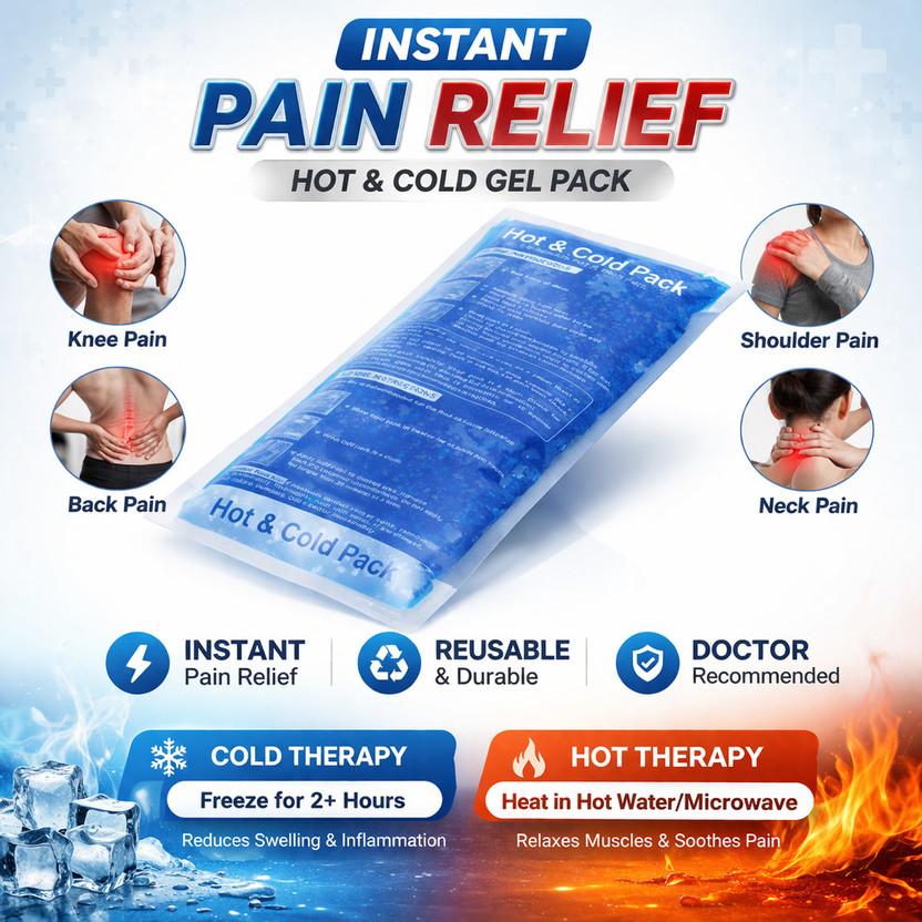RCSP Hot & Cold Gel Pack for Pain Relief | Reusable Ice Pack for Knee, Back, Shoulder Heat & Cold Therapy Reusable & Durable Pack(Blue)