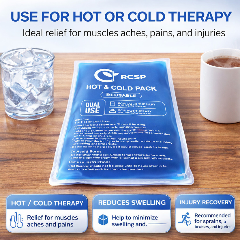 RCSP Reusable Ice Pack for Pain Relief Dual Therapy for Knee, Shoulder, Back & Injury Flexible Leak Proof Hot & Cold Gel Pack 300g Pack(Blue)