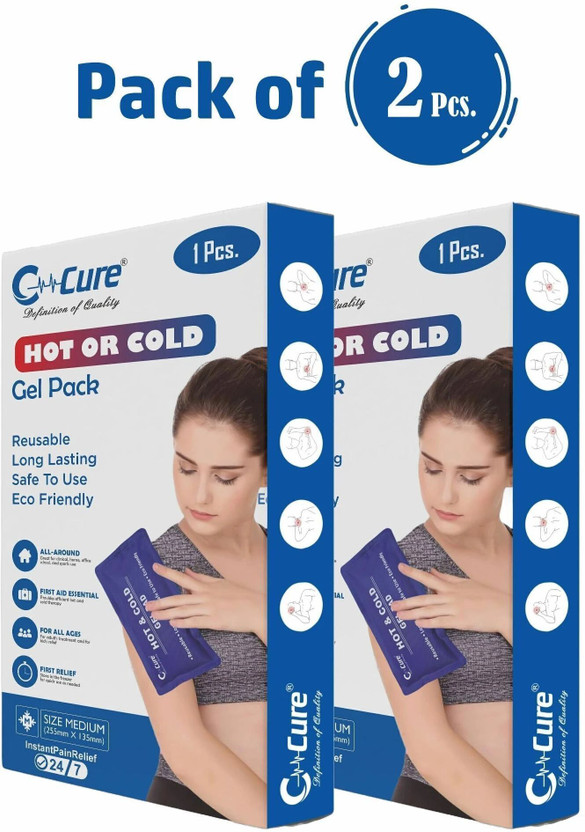 C-Cure Cold Ice Gel Pack for Shoulders, Knee, Back, Neck and Muscle Therapy Reusable Hot & Cold Gel Pack, Suitable for All Ages. Pack of 2 PCS Pack(Blue)