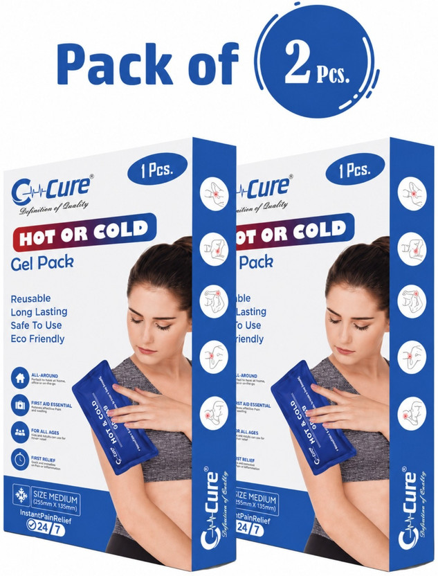 C-Cure Cold Ice Gel Pack for Shoulders, Knee, Back, Neck and Muscle Therapy Reusable Hot & Cold Gel Pack, Suitable for All Ages. Pack of 2 PCS Pack(Blue)
