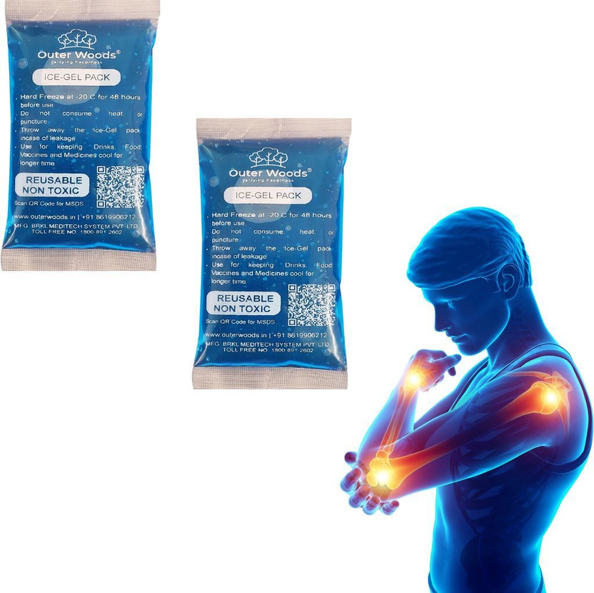 Outer Woods Ice Gel Packs Set fo 2 - 100ml Ice Gel Packs - Long Lasting - Pain Relief Pack(Blue)