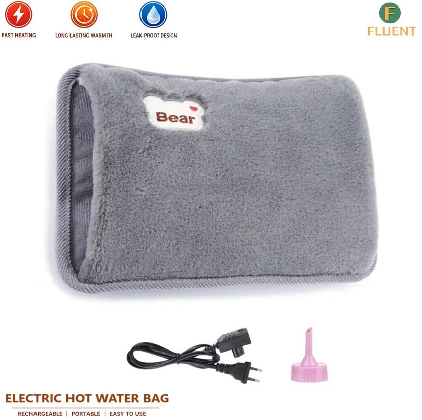 Fluent Electric Hot Water Bag for Periods joint back stomach pain relief Warm Bag Electrical 1 L Hot Water Bag(Grey)