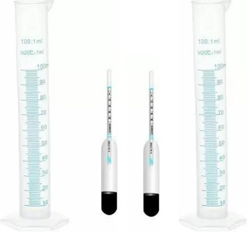 NEXA Measuring Cylinder 100ml With Lacometer For Kitchen Or Lab Purpose (2 Unit Each) Hydrometer