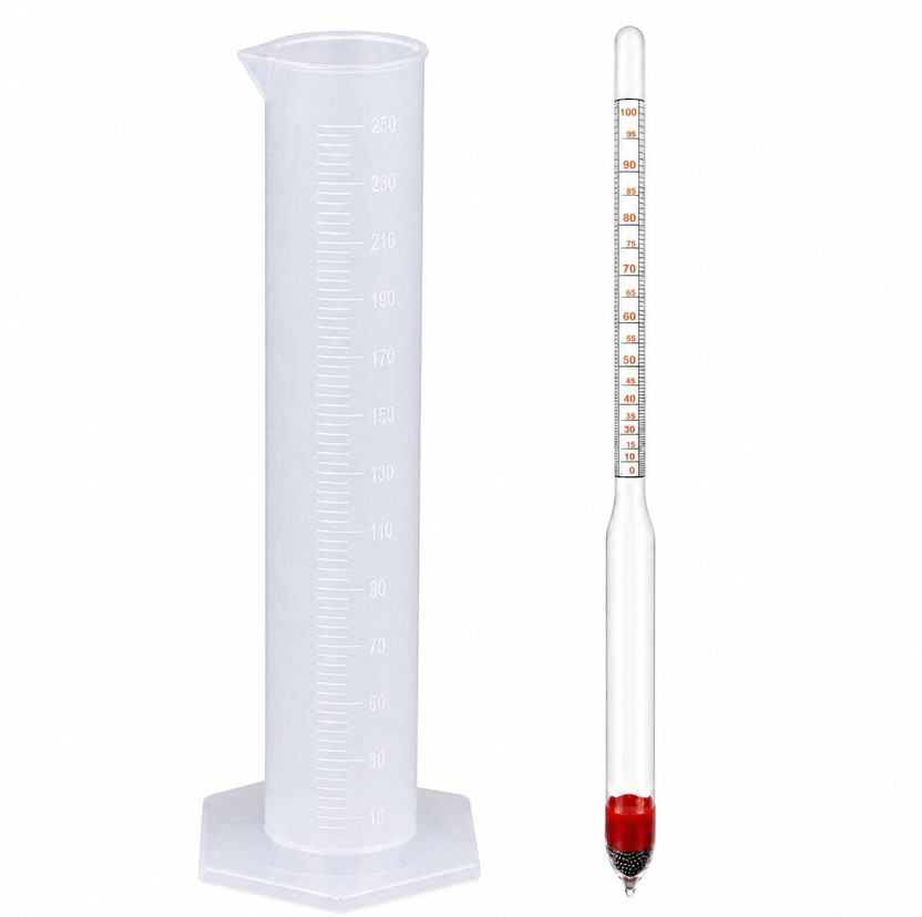 CORELAB SCIENTIFIC Degree Alcohol Meter for Desi Alcohol with 250 ml Plastic Measuring Cylinder Hydrometer