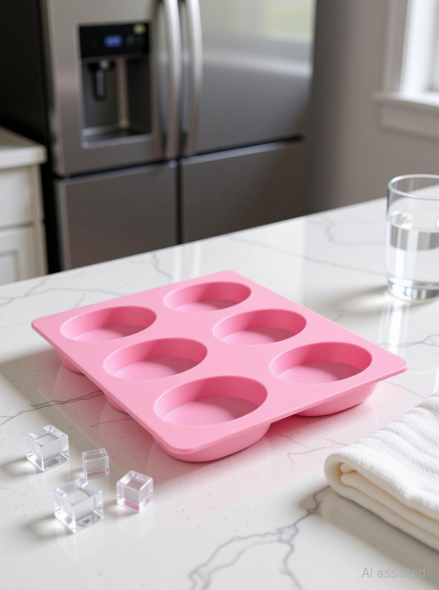 ADMONITION 6 Slots Oval shaped Silicone Mould For Soap and Candle making , Ice Makiing Pink Silicone Ice Cube Tray(Pack of1)
