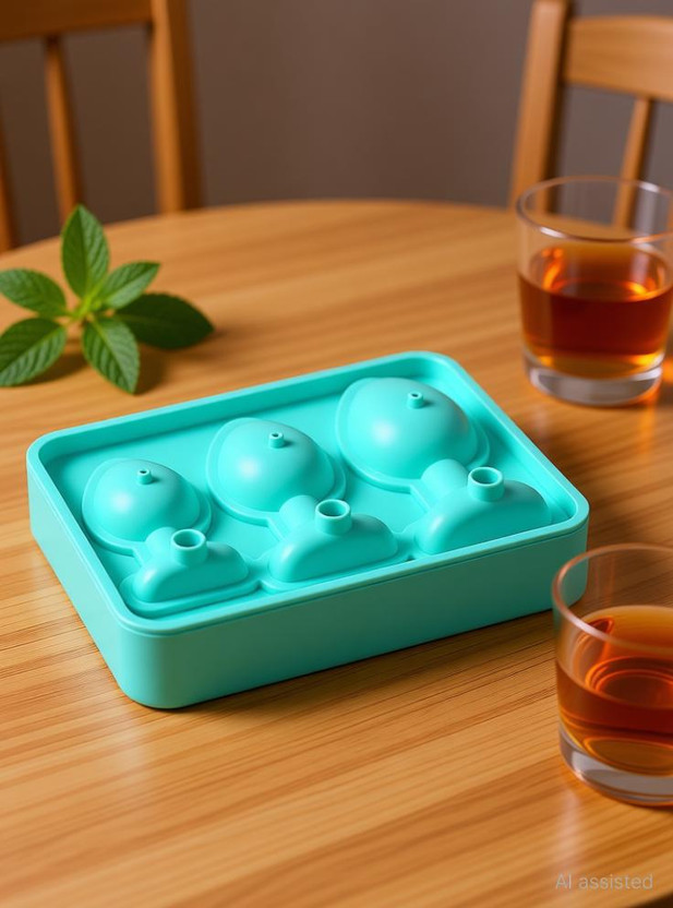 Busaji Bright Green Multi Cell Geometric Pattern Tray Pack of 3 Multicolor Silicone Ice Cube Tray(Pack of2)