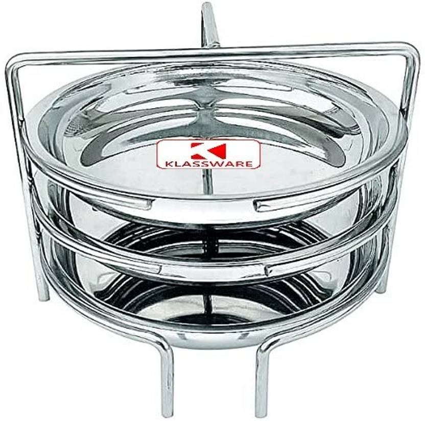 klassware Stainless steel 3 PLATE dhokla /Thatte idli stand (PLATE SIZE