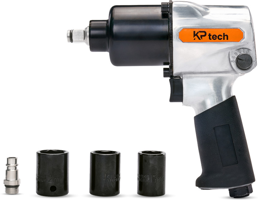 KP TECH Air Impact Wrench 7000 RPM 610 NM Twin Hammer Mechanism With 3 Pcs Sockets Pneumatic Impact Wrench(1/2 inch)