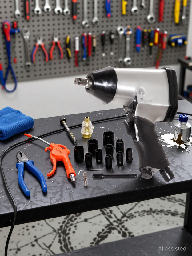 Digital Craft Pneumatic Impact Wrench Kit,Air Blow Gun,8"Inch Combination Plier Pneumatic Impact Wrench(1/2 inch)