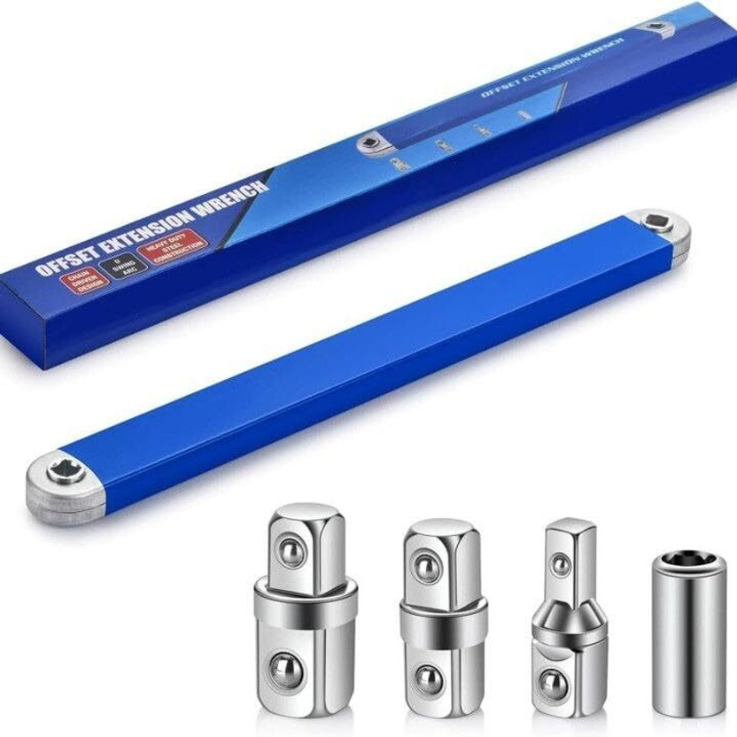 PAGALY Offset Extension 15-Inch Impact Socket Wrench Tool with 3 Psc Square Adapter Cordless Impact Wrench(3/8 inch)