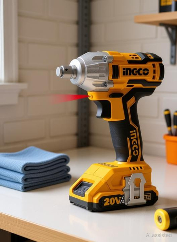 INGCO CIWLI2001 20V 2100RPM Lithium-ion Impact Wrench with Battery & Charger Cordless Impact Wrench(1 inch)